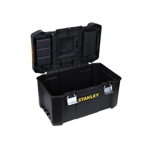 STANLEY Essential Rollende Werkstatt (3-in-1 stapelbare Boxen, leerer Werkzeugkasten, belastbar bis zu 20kg, mit Metallverschlüsse, Organizer für Kleinteile im Deckel) STST1-80151