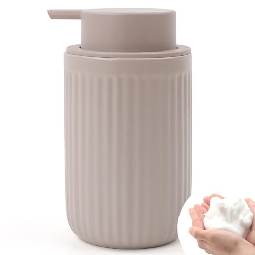 Image of BosilunLife Foam Hand Soap Dispenser - Ceramic Foaming Soap Dispenser for Bathroom 12oz Refillable Liquid Lotion Soap Dispenser with Rust-Proof Foaming Pump for Countertop