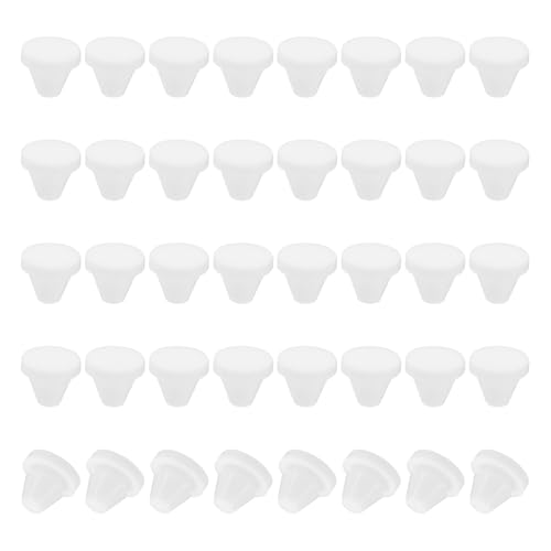 PATIKIL 7mm Diameter Silicone Hole Plug, 40 Pcs Round Snap in Type Locking Furniture Button Protective Cover Cap Head Fit for 7-8mm Hole for Seal Bulkhead Cylinder Hole, White