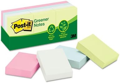 Post-it Greener Notes 3x5 Inch - 12 Pads Recycled Sticky Notes, Canary Yellow