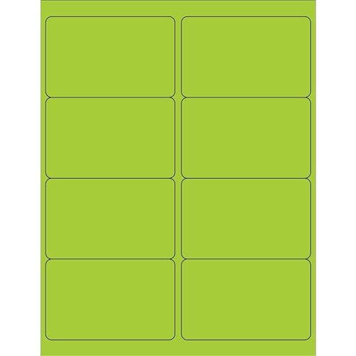 4 x 2.5 in. Fluorescent Green Rectangle Laser Labels