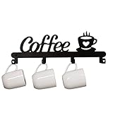 JIAYONG Coffee Mug Holder, Wall Mounted Hanging Coffee Mug Rack with 4 Hooks, Cup Storage Hanger Metal Mug Bar for Kitchen Organizer