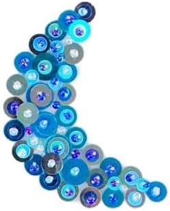 Expo International 2 1/2" x 7/8" Half Moon Bead and Sequin Applique/Patch | Blue Multi