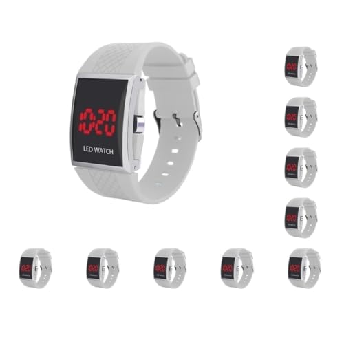 Mealoodiousmusea Reloj de pulsera digital para hombre, cómodo y moderno, moderno y elegante de llevar, electrónico con batería, color blanco, Juego de 10 (blanco), as description