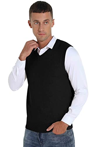 Sailwind Men's Wool Blend Knit V-Neck Sweater Vest Sleeveless Pullover3