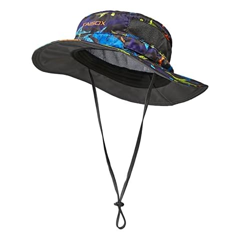 Fishing Hat UPF 50+ Sun Protection Hat for Man & Women Sun Hat, Beach & Hiking Hat, Paddling, Rowing, Kayaking Hat (Black Fish Camo) Cover