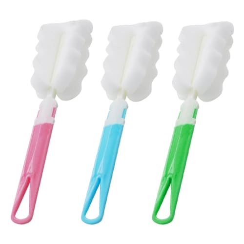3 PCS Soft Sponge Foam Bottle Brushes for Cleaning, Long Handle Adjustable Cup Sponge Cleaning Brush Soft Sponge Foam Bottle Brush for Thermos, Mugs, Water Bottles, and Feeding Bottles