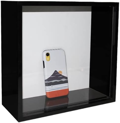 A Shadow Box Display Case 13x13x5'' Picture Frame Memory Wooden Black Box Hanging w Clear Acrylic Slide Cover