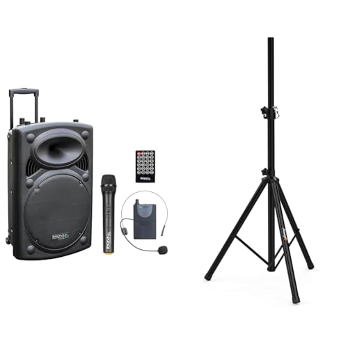 Altavoz 800W MAX Ibiza PORT15UHF-BT con micrófonos inalámbricos y trípode estable