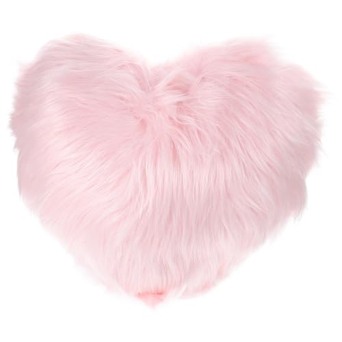 Unomor Fluffy Heart Throw Pillow Shaggy Decor Pillow Sofa Couch Bed Decor Heart Shaped Throw Pillow Cute Room Decor