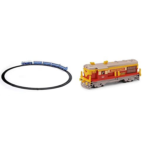 Image of Centy Toys Plastic Indian Passenger Train with Coaches & Railway Track, Pack of 19, Multicolour & Centy Toys Plastic Pull Back Engine, Number of Pieces: 1, Red