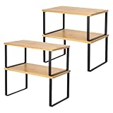 LIANTRAL 4er-Set Küchenregal Organizer, Küchenschrank Organizer, Erweiterbares & Stapelbares Stapelgestell für Arbeitsplatte & Küchenschränke, Aufbewahrungsregal für Gewürze, Blechdose, Tasse