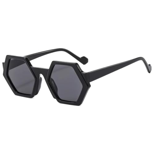 Lunettes de soleil hexagonales bicolores vert rose monture métal fine