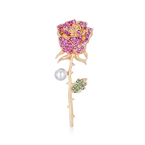 Broche à fleurs strass et perles, corsage en alliage noble féminin