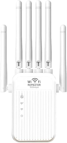 Repetidor Wifi Potente Con 6 Antenas, Amplificador Señal Wifi Largo Alcance, 2 Puertos Lan, Extensor Wifi, Repetidor Router Ap Modos, Cobertura De Hasta 300 M , Para Hogar Y Oficina