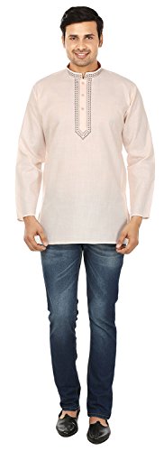 Kurta para hombre MapleClothing manga larga en color beige s ideal para un look relajado 4