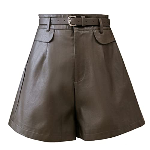 Short taille haute en simili cuir CLSDRZC chaud à jambes larges