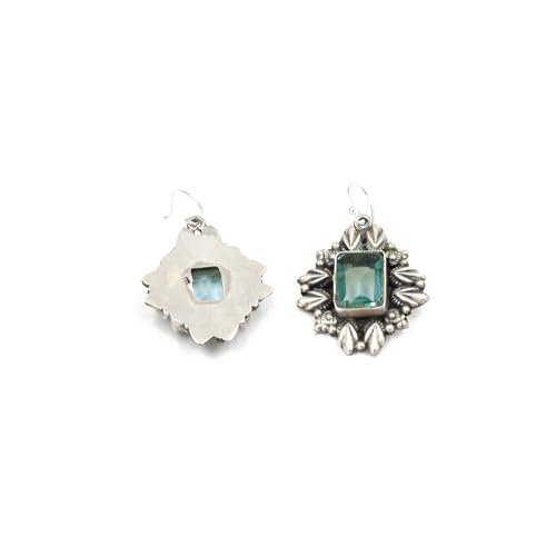 Sangeeta Boochra 925 Sterlilng Silver Aqua Quartz Earring|Fine Jewellery for Women & Girls| Certificate of Authenticity and 925 Stamp | Handcrafted - Image 3