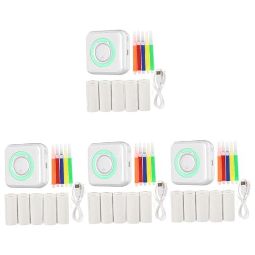 Gadpiparty 3 Juegos Material De Oficina Portátil Largo Etiquetas Mini Rotuladora Etiqueta De La Impresora Etiqueta De Impresora Instante Impresora De Bolsillo De Oficina Abs Light Green