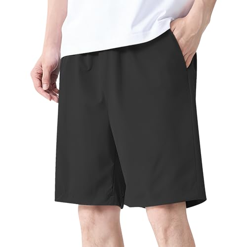[AOY] ハーフパンツ メンズ 【ランニング×スポーツ向け高機能・6色展開・4サイズ対応】 ハーフパンツ ランニング 軽量 ストレッチ 吸湿速乾 接触冷感 通気性 調節コード ゆったり 五分丈 スポーツ ジョギング マラソン カジュアル（M，ブラック）