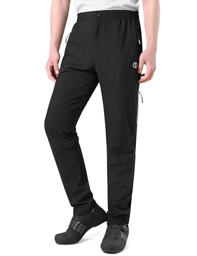 INBIKE Fahrad Hose Herren Lang Fahrradhose Sommer Fahrradbekleidung Rennrad MTB Jogging Radhose Radlerhose Reißverschluss Tasche Schwarz L