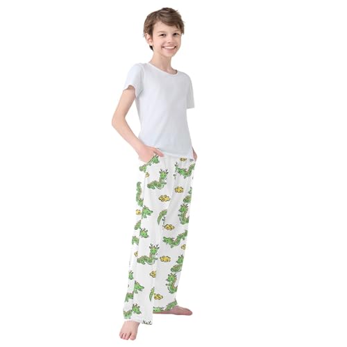 Boys' Pants Green Long Dragon Long Bottoms Jogger Pants Elastic Waist Trousers with Pockets S-XL4