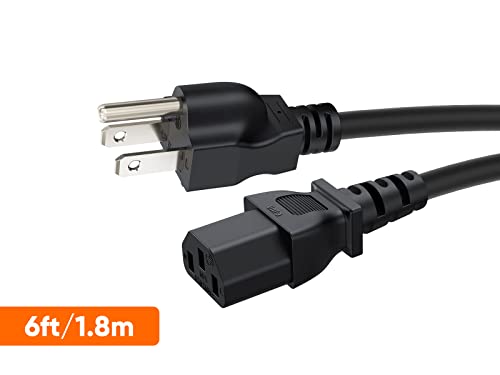 Cablecreation [2-Pack] 6 Feet 18 Awg Universal Power Cord For Nema 5-15P To Iec320C13 Cable, 1.8M / Black #TOP6