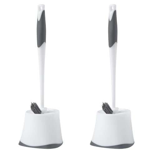 Image of Clorox Corner Toilet Bowl Brush with Under Rim Scrubber, Includes Corner Storage Caddy, White, 2-Pack
