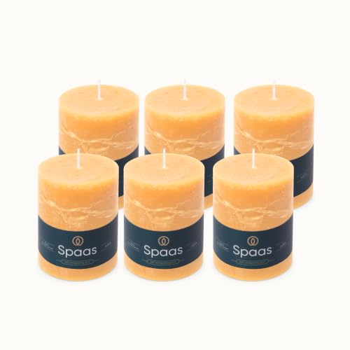Velas rústicas sin perfume Spaas pack de 6 velas gruesas 80/110 mm duración 65h