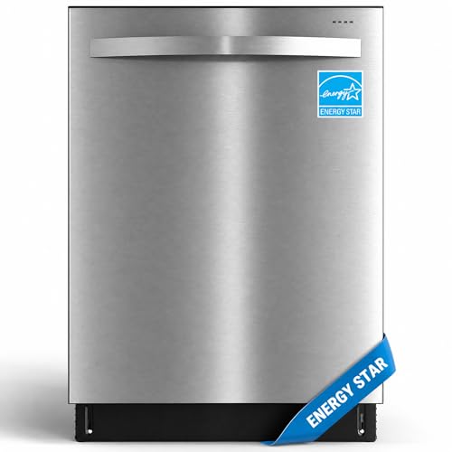 SUNVIVIPRO 24" Built-in Dishwasher, Dishwasher Machine Stainless Steel with Adjustable Racks, 14–16 Place Settings Large Capacity Dish Washer, 8 Wash Programs, Energy Star Certified, Sliver