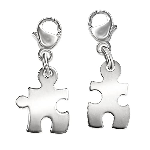 Clever Gioielli Argento Ciondolo Lucido in Argento 925 2 Diviso Come Pezzi di Puzzle