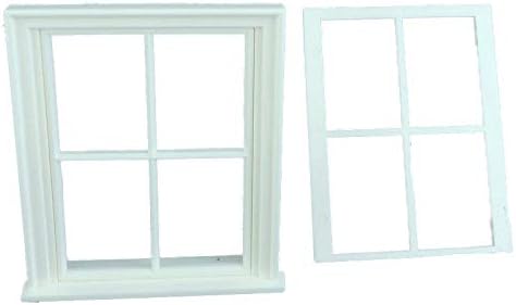 Melody Jane Dolls Houses Constructores miniatura de DIY del panel del marco de ventana victoriano plástico blanco 4