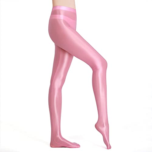 Image of cloudmall Women Sexy Semi Opaque Pantyhose Running Tights Yoga Leggings Oil Shiny Stocking