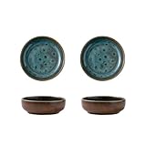 Juego de 4 cuencos pequeños de cerámica, duraderos, para aperitivos, salsa de soja, sushi, antipasti, llaves, joyas, decoración (azul oscuro)