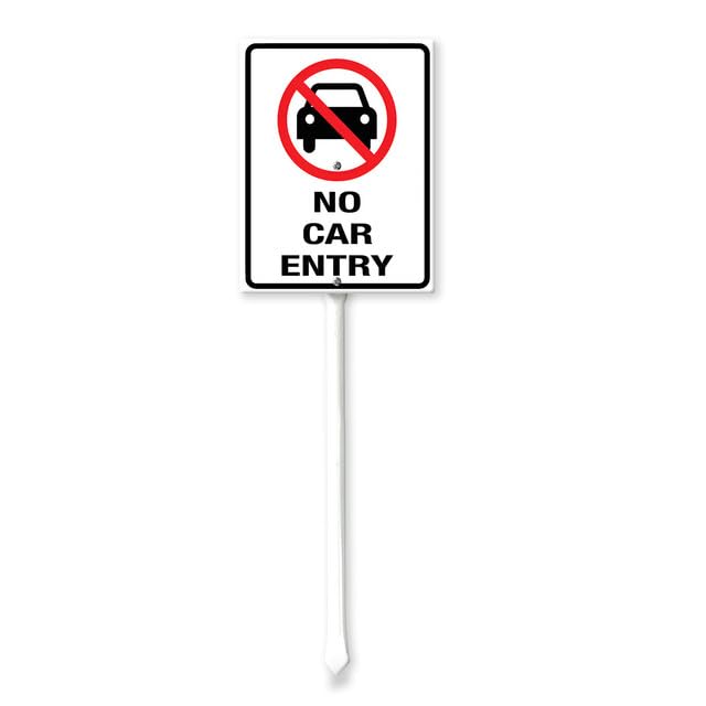 Geroclonup No Car Entry Yard Sign with Stake 20x30cm Yard Decoration Rustproof Outdoor Aluminum Sign for Yard Garden Lawn Street Outdoor