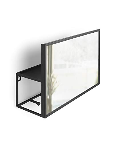 Umbra 1012828-040 Cubiko Wall Mirror And Storage Unit With Open-Side Access, Black,8" Height #TOP2