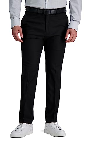 Kenneth Cole Reaction Men's Comfort Slim Fit Flat Front Dress Pant, Black, 34W x 32L
