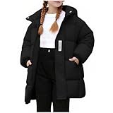 BFAFEN Girls Fashion Tops Boys Girls Winter Coat Thicken Thermal Mid Length Down Jacket Cozy Warm Puffer Jacket with Hood School Ski Cardigan