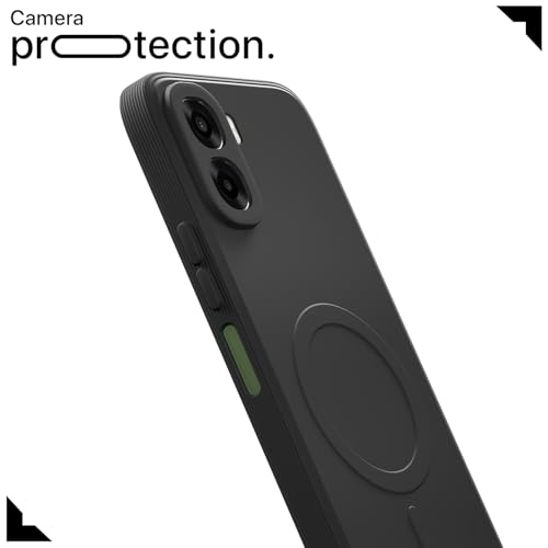Image of Pikkme Back Cover for Oppo A6X 5G Soft Matte Silicone Mag-Safe Design (Mag-Safe Not Support) Camera Protection | Slim Fit Bumper Cover (Black)