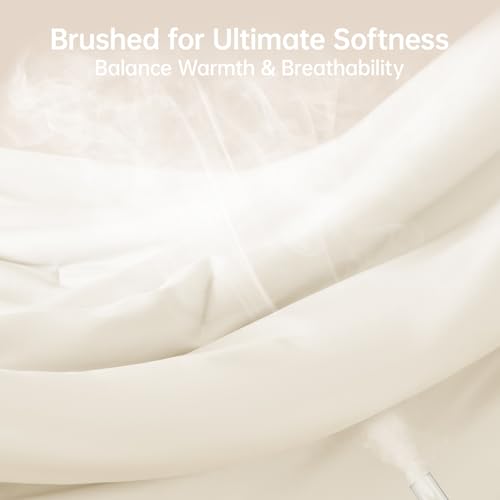 Image of MUXHOMO Full Comforter Sets, All Season Ultra Soft Down Alternative Bedding - 3 Piece Lightweight Bed Set Includes 1 Comforter (82 inchx86 inch) and 2 Pillow Shams (20 inchx26 inch), Ivory