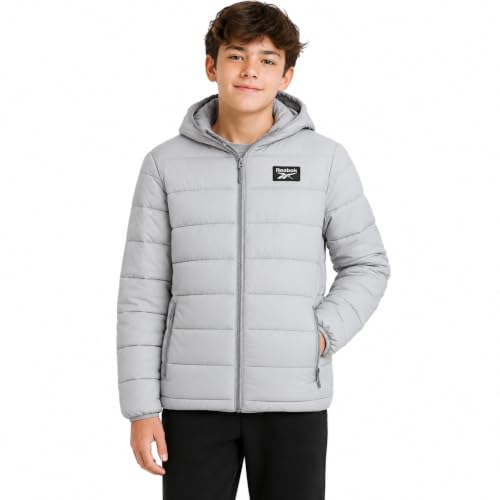 Image of Reebok Boys Winter Coat - Lightweight Insulated Puffer Jacket - Wind & Water Resistant Quilted Hooded Winter Jacket for Boys