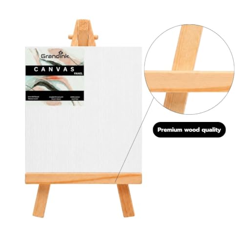 Image of Grandink 7 Inch Mini Wood Display Easel 9mm (Set of 10) | Natural wood A Frame easel stands for mini canvases, business cards, photos, signs, and tabletop displays.