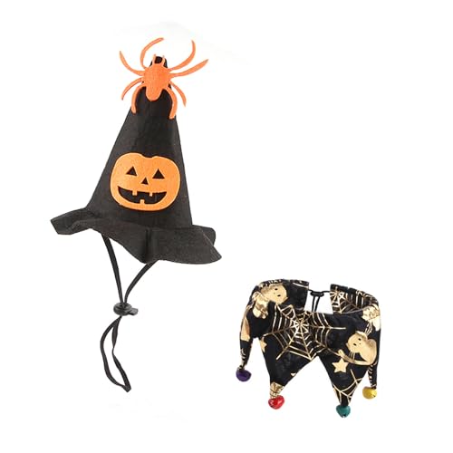 猫 スタイ ハロウィングッズ 2個セット ハロウィン 猫 帽子 可愛い 唾液タオル 猫用首輪 鈴付き かわいい 飾り ペット用品 ハロウィンペットオーナメント 犬猫兼用 調節可能 写真撮影 記念日 パーティー飾り ハロウィンパーティー用品