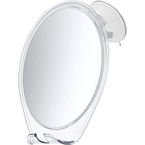 HONEYBULL Shower Mirror Fogless for Shaving - with Suction, Razor Holder & Swivel, Small Mirror, Accessories, Bathroom Holds Razors (White)