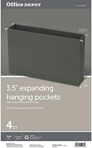 Office Depot® Brand Expanding Hanging File Pocket with Full-Height Gussets, 3 1/2" Expansion, Legal Size, Standard Green image 5