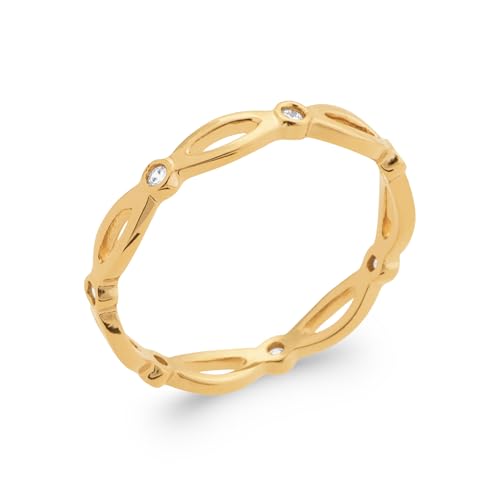 Bague en plaqué or jaune 18 carats alliance femme zirconium