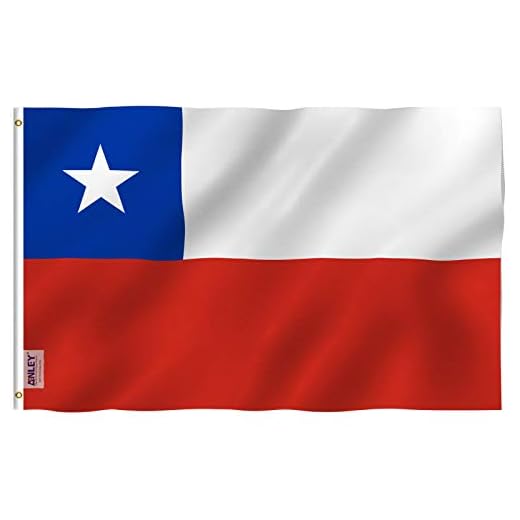Anley Fly Breeze Bandera de Chile de 3x5 pies - Color Vivo y Resistente a la decoloración UV - Encabezado de Lona y Doble Costura - Banderas chilenas Poliéster con Arandelas de latón 3 X 5 pies