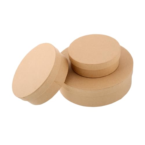 UKCOCO 3 piezas Cajas Redondas de Papel Kraft Resistentes para Almacenamiento y Regalo para Galletas y Manualidades para Fiestas y Organización