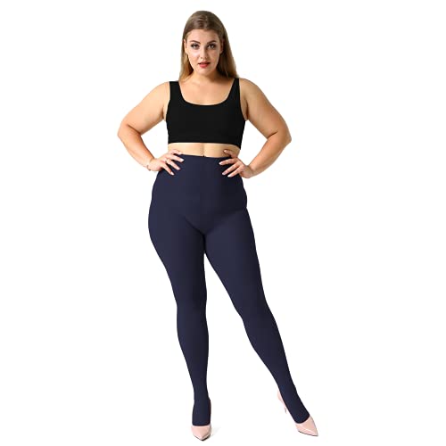 MANZI Women's 2 Pairs Plus Size Control Top Tights Ultra-Soft Panty Hose
