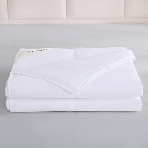 YMLIVE Summer Lightweight Wool Comforter Queen Size, 100 GSM Thin Duvet Insert, Breathable Light Down Alternative Comforter, Noiseless Cotton Shell(White)